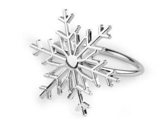 Kovový kroužek na ubrousek vánoční vločka - 1 ks - 1 stříbrná