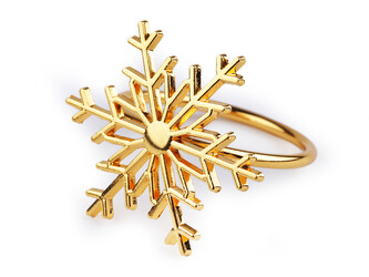 Kovový kroužek na ubrousek vánoční vločka - 1 ks - 2 zlatá