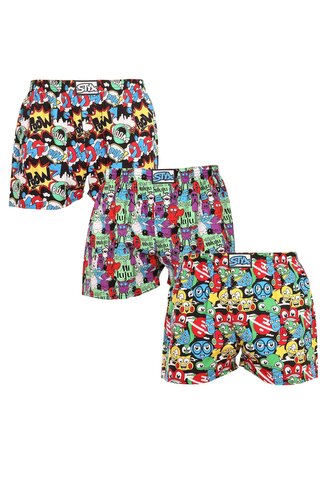 3PACK pánské trenky Styx art klasická guma vícebarevné (3A11565) M