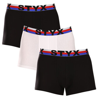 3PACK pánské boxerky Styx sportovní guma vícebarevné trikolóra (3G19001) XL
