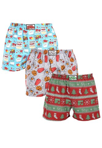 3PACK pánské trenky Styx art klasická guma vícebarevné (3A16826) S