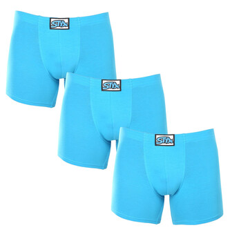 3PACK pánské boxerky Styx long klasická guma světle modré (3F1169) M