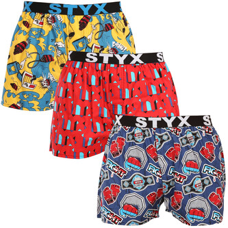 3PACK pánské trenky Styx art sportovní guma vícebarevné (3B15690) L
