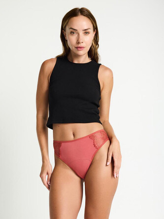 Menstruační kalhotky Modibodi Sensual French Hi-Waist Moderate-Heavy Rosewood Pink (MODI4043RP) M