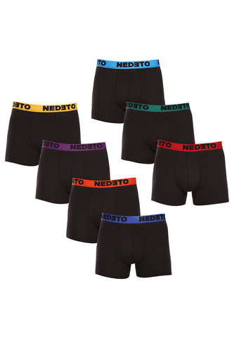 7PACK pánské boxerky Nedeto černé (7NB002b) 3XL