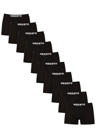 10PACK pánské boxerky Nedeto černé (10NDTB001-brand) 5XL