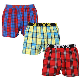 3PACK pánské trenky Styx sportovní guma vícebarevné (3B10123) M