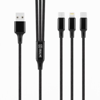 OBAL:ME 3v1 AllConnect Fast Charge USB-A/USB-C, Lightning, Micro-USB Kabel 1.2m Black