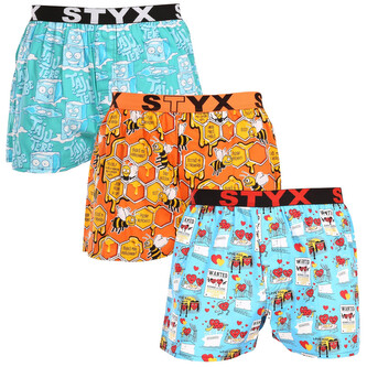 3PACK pánské trenky Styx art sportovní guma vícebarevné (3B16476) XXL