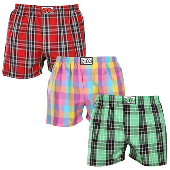 3PACK pánské trenky Styx klasická guma vícebarevné (3A102329) L
