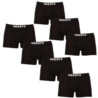7PACK pánské boxerky Nedeto černé (7NB001-brand) 5XL