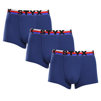 3PACK pánské boxerky Styx sportovní guma tmavě modré trikolóra (3G1968) XXL
