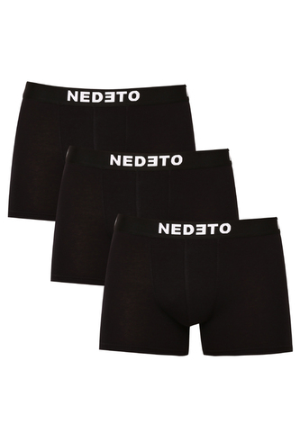 3PACK pánské boxerky Nedeto černé (3NDTB001-brand) 4XL