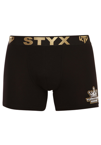 Pánské boxerky Styx / KTV long sportovní guma černé - zlatá guma (UTZ960) S