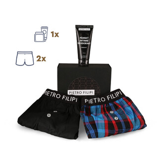 Pánská dárková sada 2PACK trenky a deodorant na intimní partie Pietro Filipi (3PGD1) 3XL