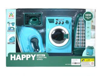 Sada - pračka, žehlička, na baterie, žehlící prkno,  34x22x9,5cm, W/B