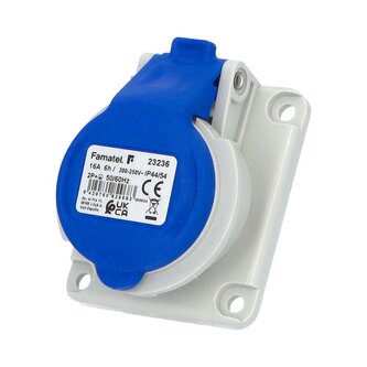 Zásuvka vestavná 23236 IP44-54/230V/16A/3P 6h, šikmá 10°, SpeedPRO