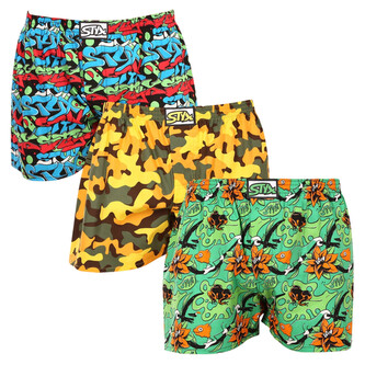 3PACK pánské trenky Styx art klasická guma vícebarevné (3A12579) M