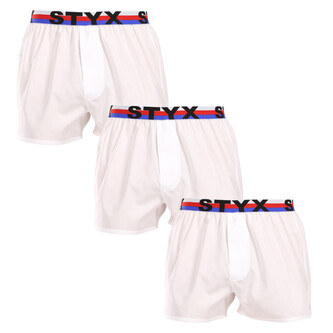 3PACK pánské trenky Styx sportovní guma bílé trikolóra (3B2061) XL