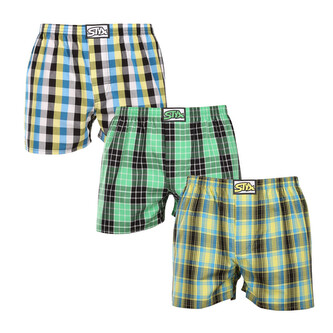 3PACK pánské trenky Styx klasická guma vícebarevné (3A102129) M
