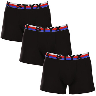 3PACK pánské boxerky Styx long sportovní guma černé trikolóra (3U1960) XL