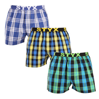 3PACK pánské trenky Styx sportovní guma vícebarevné (3B103840) M