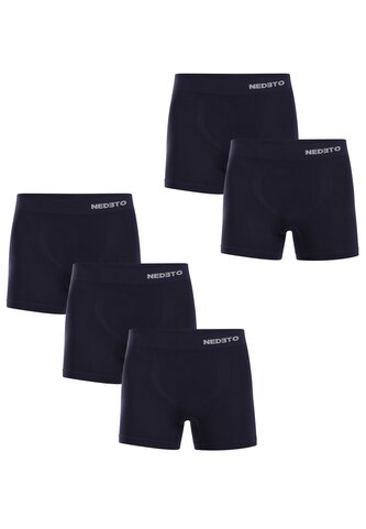 5PACK pánské boxerky Nedeto bezešvé bambusové modré (5NDTB002S) M
