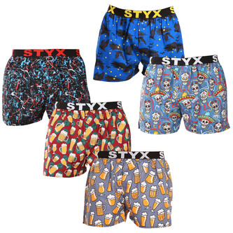 5PACK pánské trenky Styx art sportovní guma vícebarevné (5B1379456) M