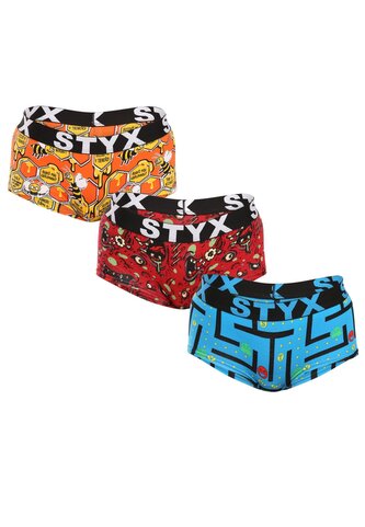 3PACK dámské kalhotky Styx art s nohavičkou vícebarevné (3IN12914) M