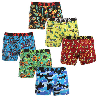 6PACK pánské boxerky Styx long art sportovní guma vícebarevné (6UN13198780) L