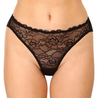 Dámské kalhotky Gina černé s krajkou (16102) XS