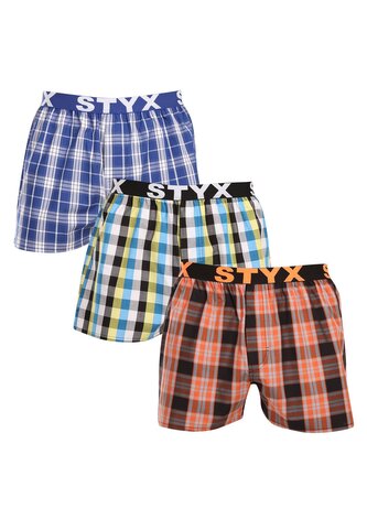 3PACK pánské trenky Styx sportovní guma vícebarevné (3B102426) M