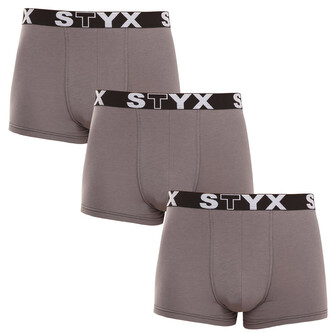 3PACK pánské boxerky Styx sportovní guma tmavě šedé (3G1063) XXL