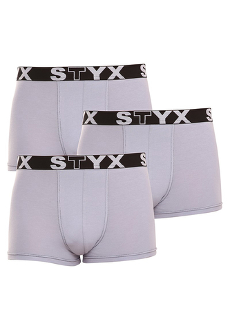 3PACK pánské boxerky Styx sportovní guma šedé (G10676767) XXL