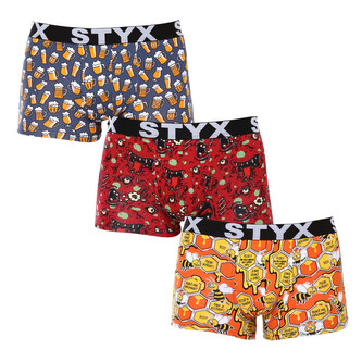 3PACK pánské boxerky Styx art sportovní guma vícebarevné (3G13714) XL