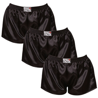 3PACK dámské trenky Styx klasická guma saténové černé (3L0960) M