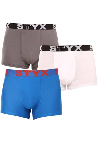 3PACK pánské boxerky Styx sportovní guma vícebarevné (3G10137) XXL