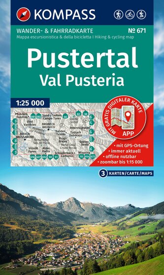 KOMPASS Wanderkarten-Set 671 Pustertal / Val Pusteria (3 Karten) 1:25.000