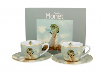 Sada dvou šálků a podšálků 110 ml WOMAN WITH PARASOL v dárkové krabičce