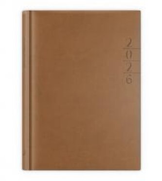 Kalendarz 2026 A5 dzienny Lux złocony brązowy