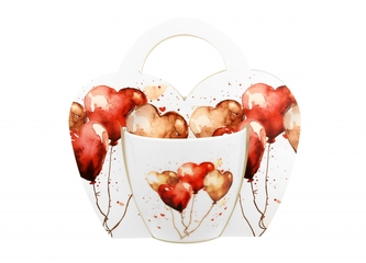 Porcelánový hrnek BALLOONS 2 v papírovém košíku, 460 ml