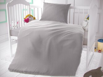Mušelínové povlečení do dětské postýlky světle šedé