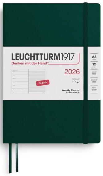 Weekly Planner & Notebook 2026 Medium (A5) Forest Green