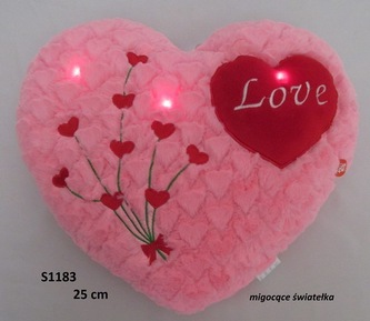 Serce róż migotką 25cm 137203