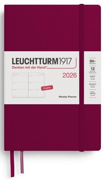 Weekly Planner 2026 Paperback (B6+) Port Red