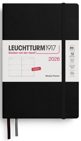 Weekly Planner 2026 Paperback (B6+) Black