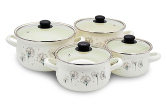 Sada hrnců smalt 8d  PAMPELIŠKA