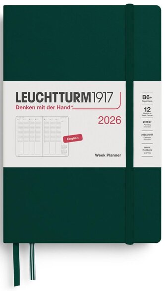 Week Planner 2026 Paperback (B6+) Forest Green