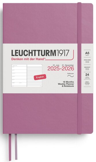 Weekly Planner & Notebook 2026 Medium (A5) 18 Months Dusty Rose