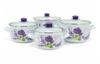 Sada hrnců smalt 8d  LEVANDULE